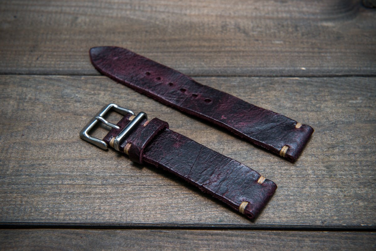 Camel Elastic Woven Nylon Strap with Red Stripe, Brushed Finish Steel Clasp  #EWB-17-SS